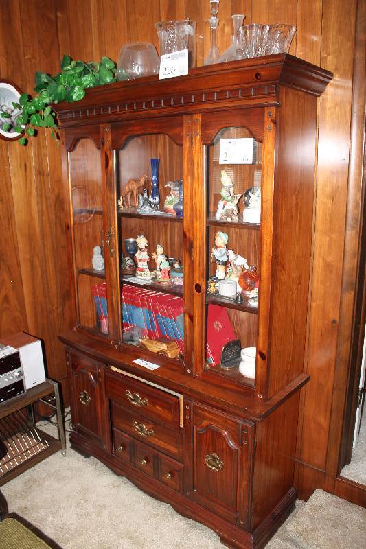 3-Door 5-Drawer 3-Shelf Lighted Wood Hutch
