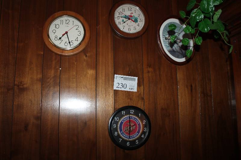 Lot of (4) Home Dcor - 3) Wall Clocks, 1) Ducks by RJ Nelson #585700 Signed Numbered Framed Matted Wall Art