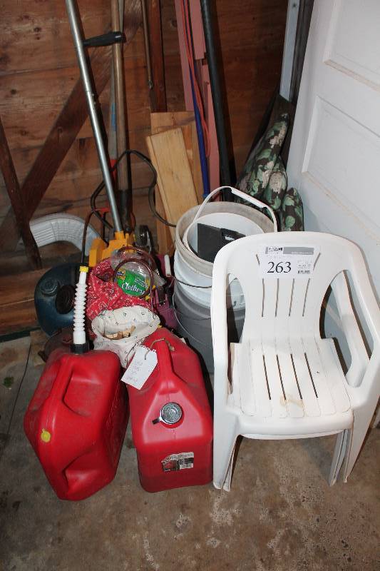 Plastic Chairs, Gas Cans, Plastic Buckets, And More