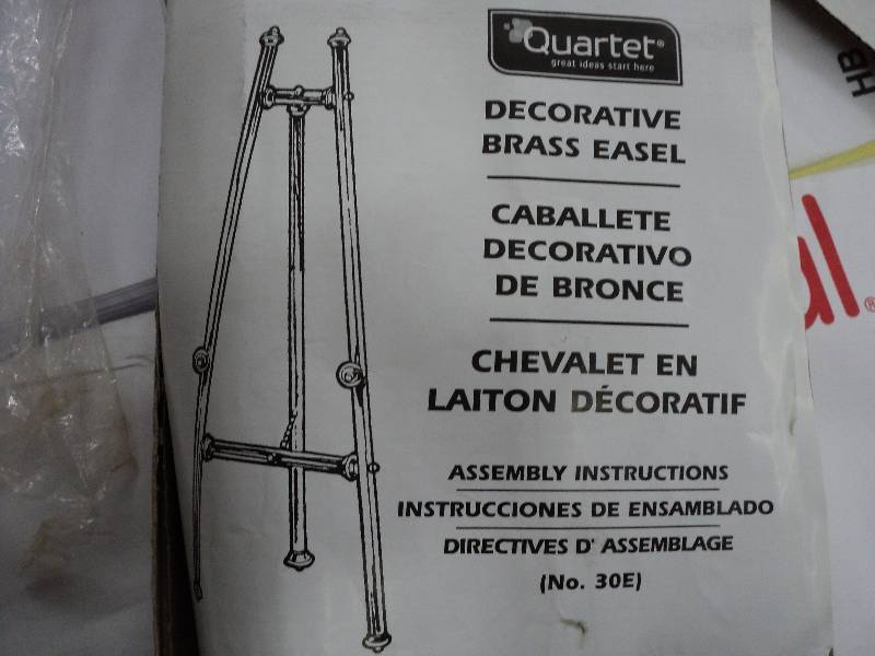 decorative brass easel, needs assem...