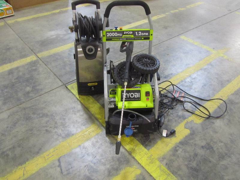 lot 6 image: Stanley 1800-PSI 1.4-GPM Electric Pressure WasherRyobi 2,000-PSI 1.2-GPM Electric Pressure Washer