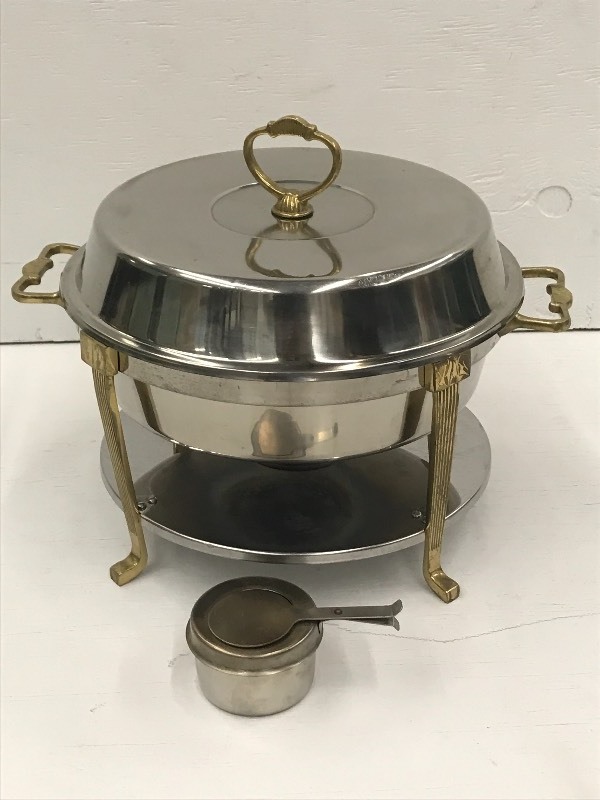 (1) 4-Quart Round Silver & Gold Com...