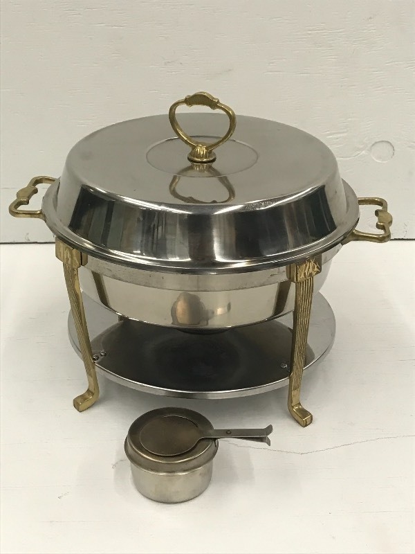 (1) 4-Quart Round Silver & Gold Com...