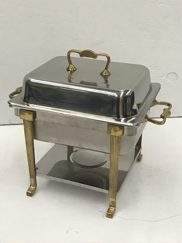 (1) 4-Quart Square Silver & Gold Co...
