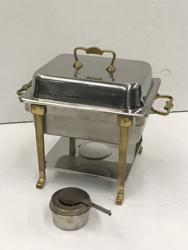 (1) 4-Quart Square Silver & Gold Co...