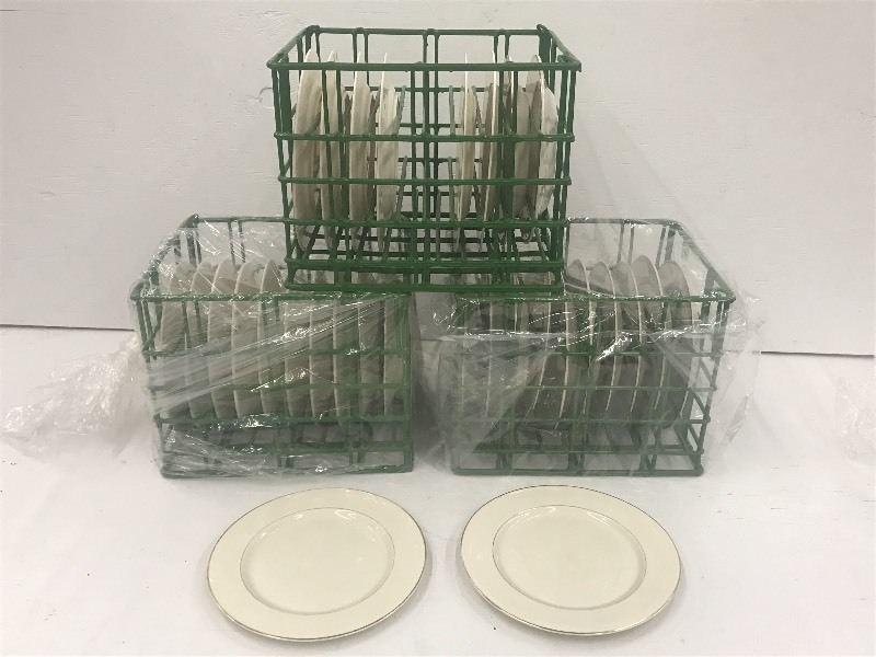 (3) Crates Of 10 Ivory Gold-Rim Di...