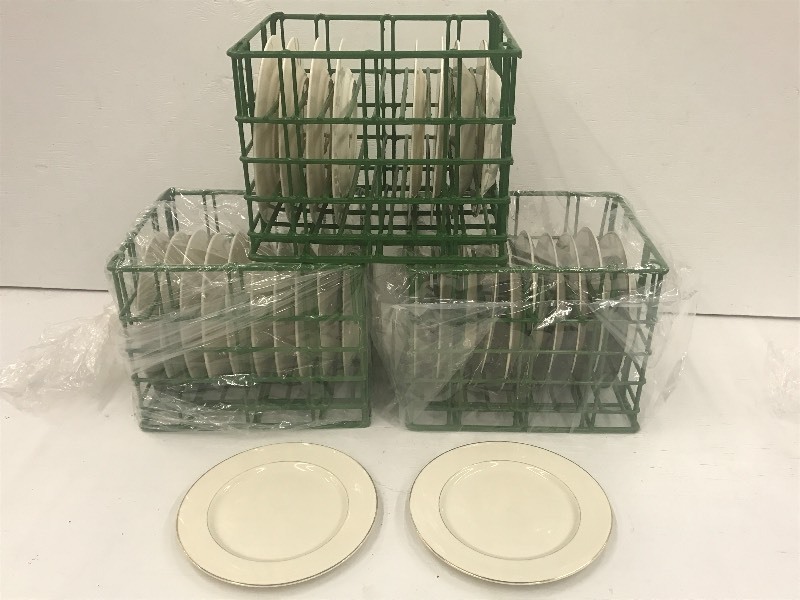 (3) Crates Of 10 Ivory Gold-Rim Di...