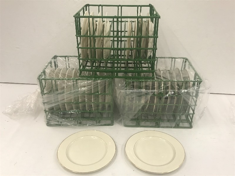 (3) Crates Of 10 Ivory Gold-Rim Di...