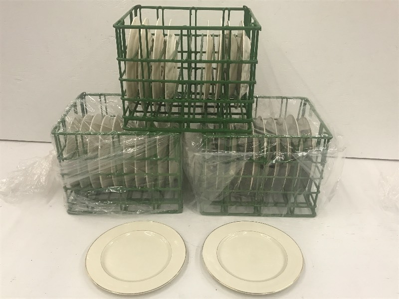 (3) Crates Of 10 Ivory Gold-Rim Di...