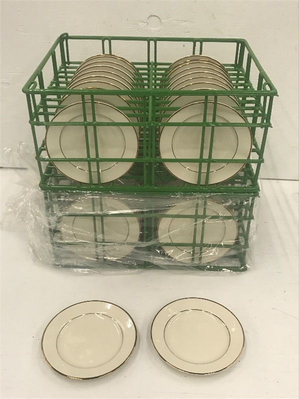 (2) Crates Of 7 Ivory Gold-Rim Sal...