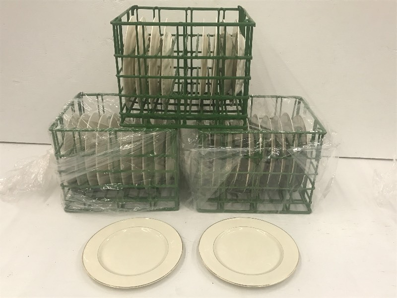 (3) Crates Of 10 Ivory Gold-Rim Di...