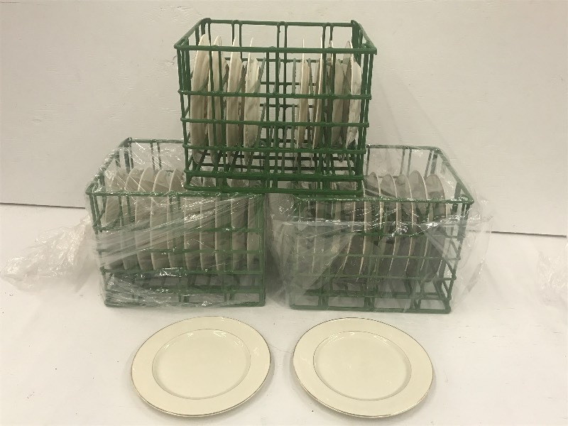 (3) Crates Of 10 Ivory Gold-Rim Di...