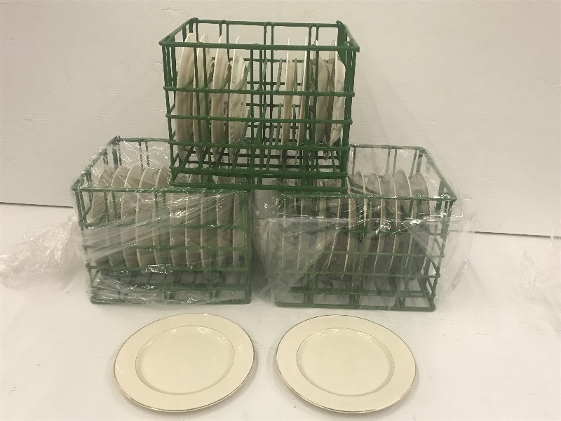 (3) Crates Of 10 Ivory Gold-Rim Di...