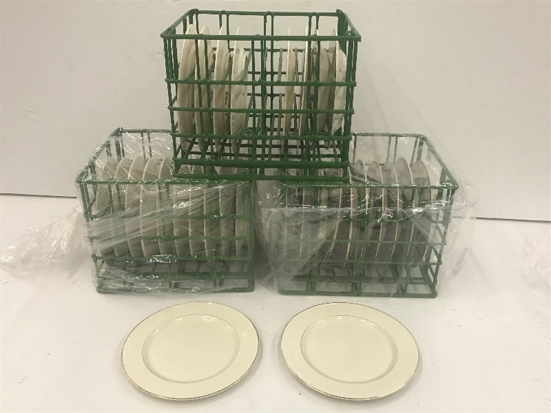 (3) Crates Of 10 Ivory Gold-Rim Di...