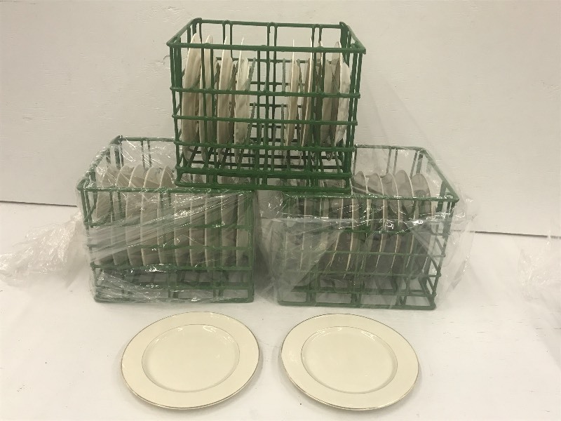 (3) Crates Of 10 Ivory Gold-Rim Di...
