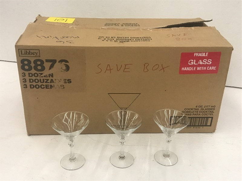 Box Of 6oz Martini Glasses--(36) ...