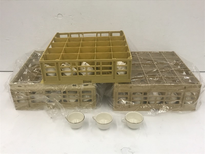 (3) Crates Of Ivory Gold-Rim Coffee...