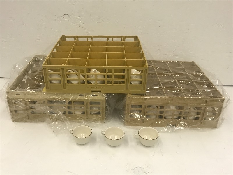 (3) Crates Of Ivory Gold-Rim Coffee...