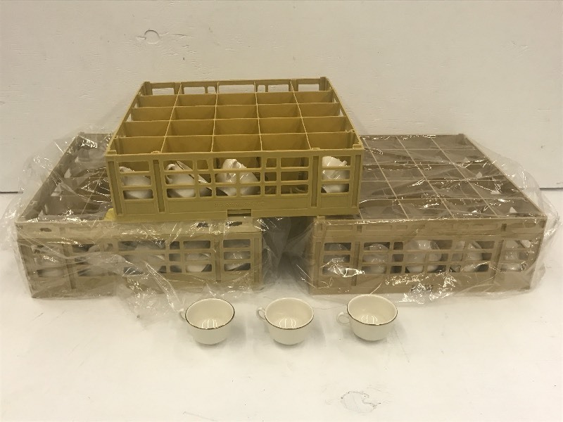 (3) Crates Of Ivory Gold-Rim Coffee...