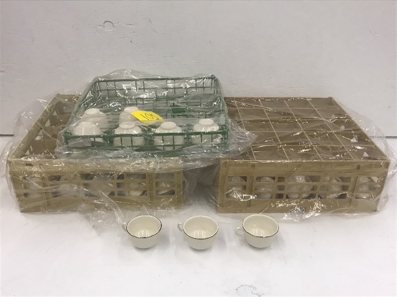 (3) Crates Of Ivory Gold-Rim Coffee...