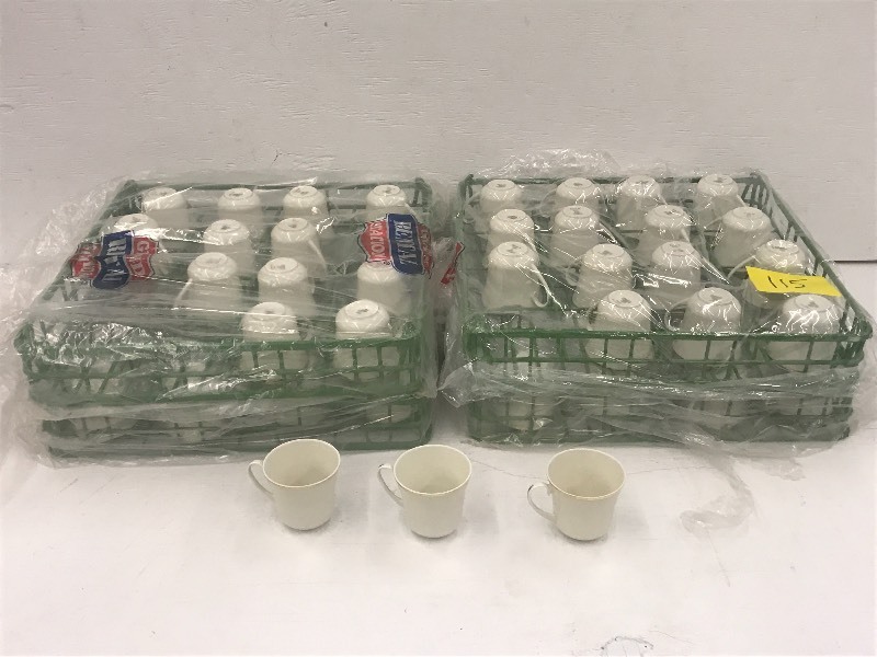 (3) Crates Of Ivory Gold-Rim Coffee...
