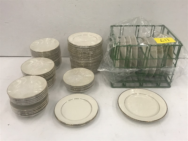 Lot Of (27) 9 Ivory Gold-Rim Dinn...