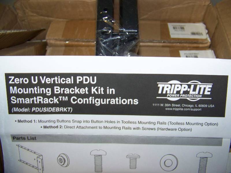 lot 95 image: (6) Tripp-Lite, Zero U Vertical PDU Mounting Bracket Kits