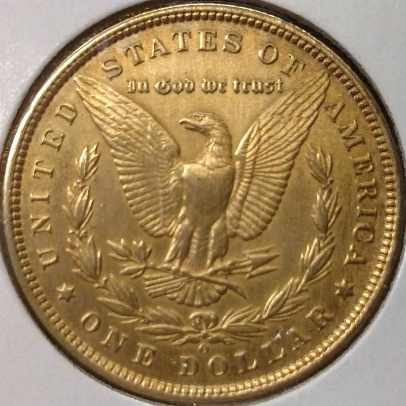 lot 18 image: 1885 O Gold Plated Morgan Silver Do...