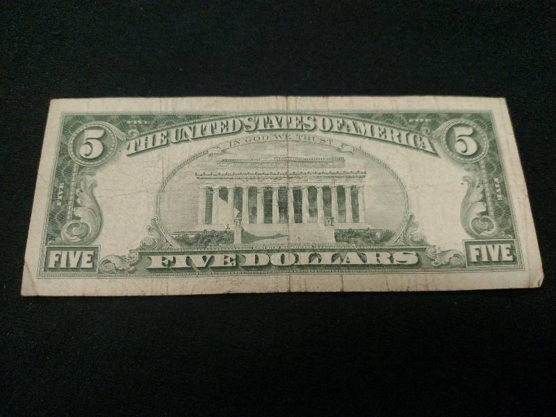 lot 162 image: 1963 Five Dollar Red Seal Note...