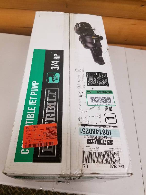 lot 14 image: Everbilt 34 HP Convertible Jet Pump