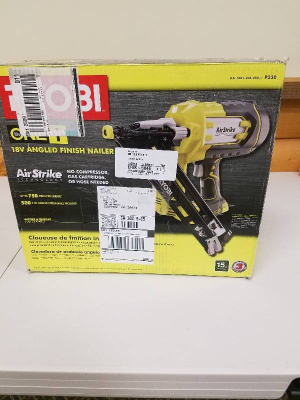 lot 29 image: Ryobi 18-Volt ONE 15-Gauge AirStrike Cordless Angled Nailer (Tool-Only)
