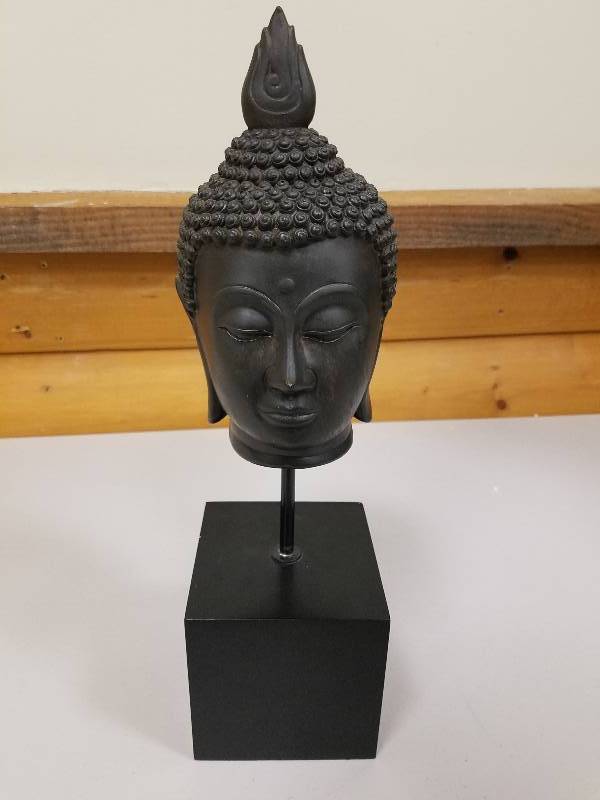 lot 36 image: Oriental Furniture 19 in. Burmese Buddha Head Decorative Statue