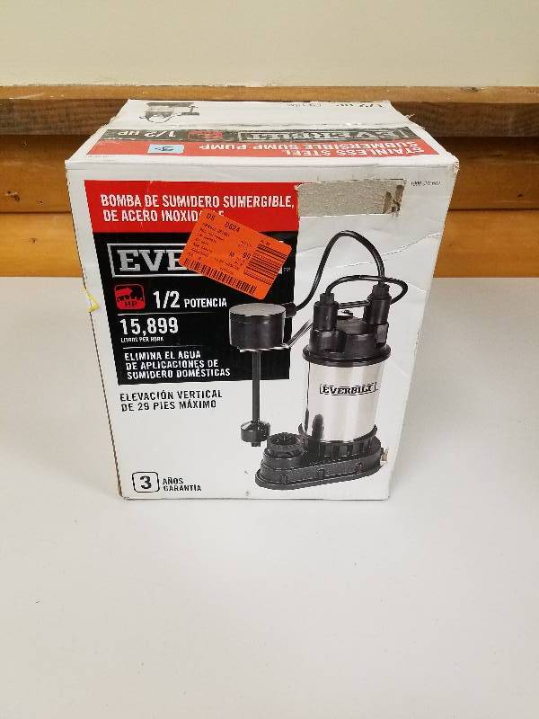 lot 39 image: Everbilt 12 HP Submersible Sump Pump with discharge hose