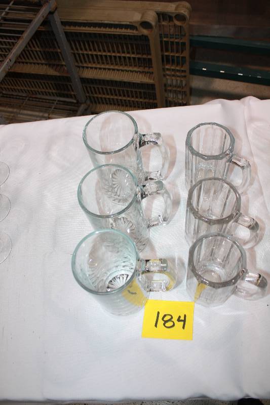 3 Glass Large Mugs and 3 Glass Regular Mugs