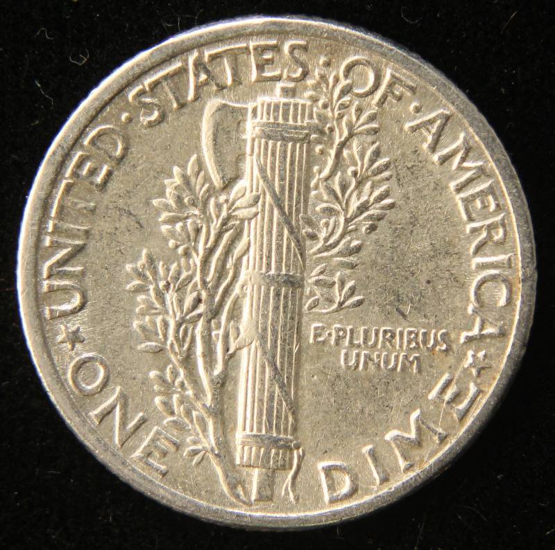 1937 MERCURY SILVER DIME AU