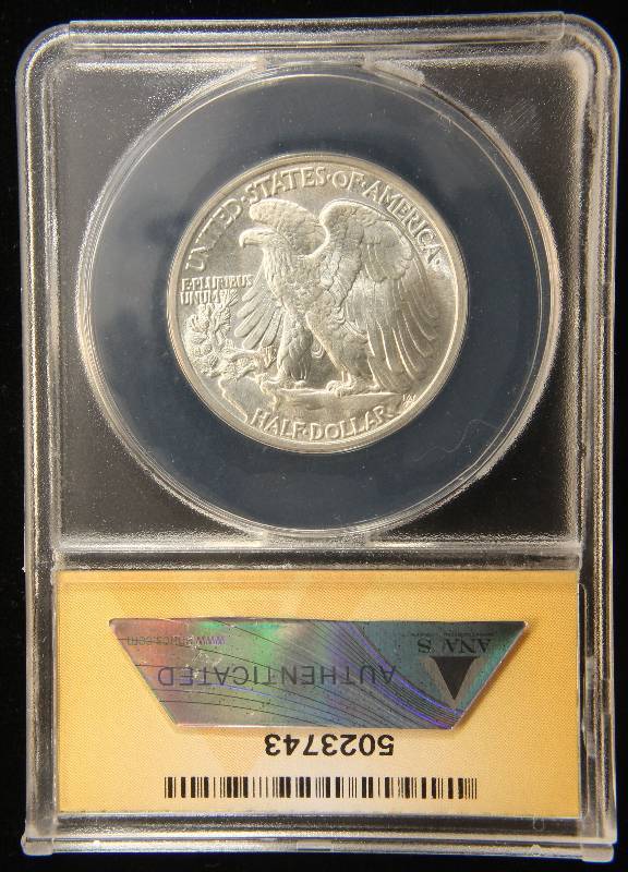 1942 WALKING LIBERTY SILVER HALF DOLLAR MS65 ANACS