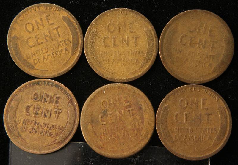 6 EARLY WHEAT CENTS 1919P-D-S 1920P-D-S