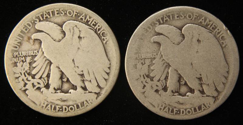 2 SILVER WALKING LIBERTY HALF DOLLARS 1917 & 1918