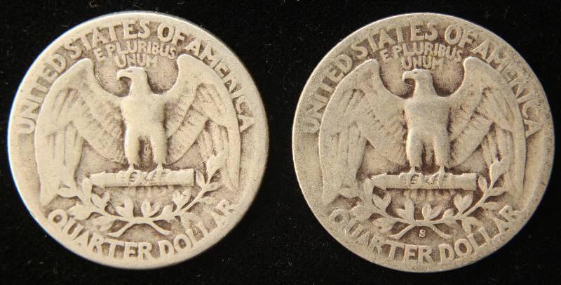 2 SILVER WASHINGTON QUARTERS 1941 & 1944-S