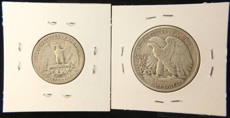 2 SILVER COINS 1943-D WALKING LIB & 1941-S WASHINGTON 25C