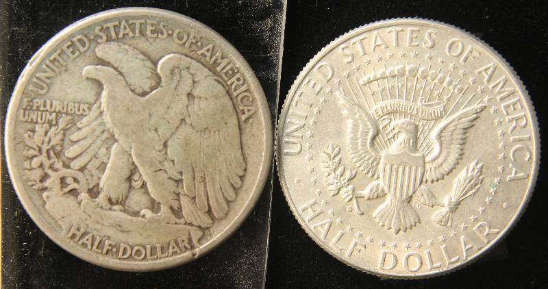 2 SILVER HALF DOLLARS 1944 & 1964-D