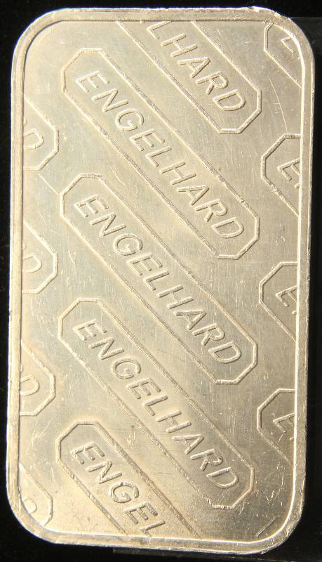 1 TROY OZ. .999 FINE SILVER BAR ENGELHARD WITH SERIAL #