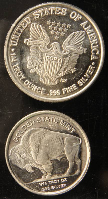 2 FRACTIONAL .999 FINE SILVER ROUNDS (1) 14 & (1) 110TH OZ