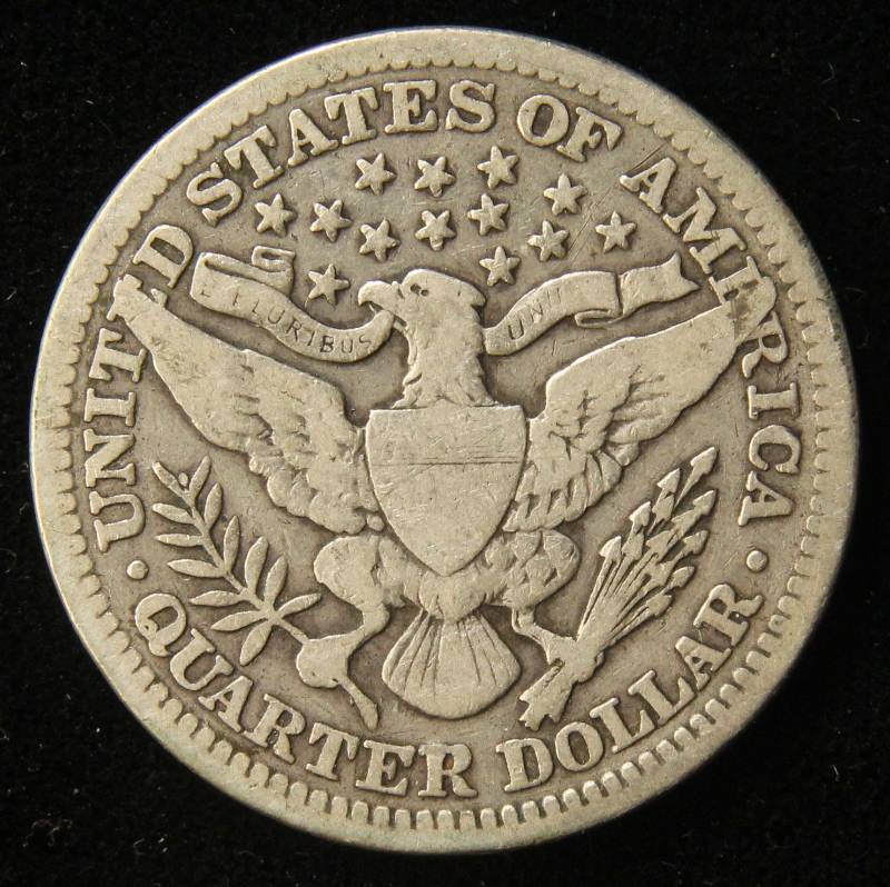 1904 US BARBER SILVER QUARTER FINE