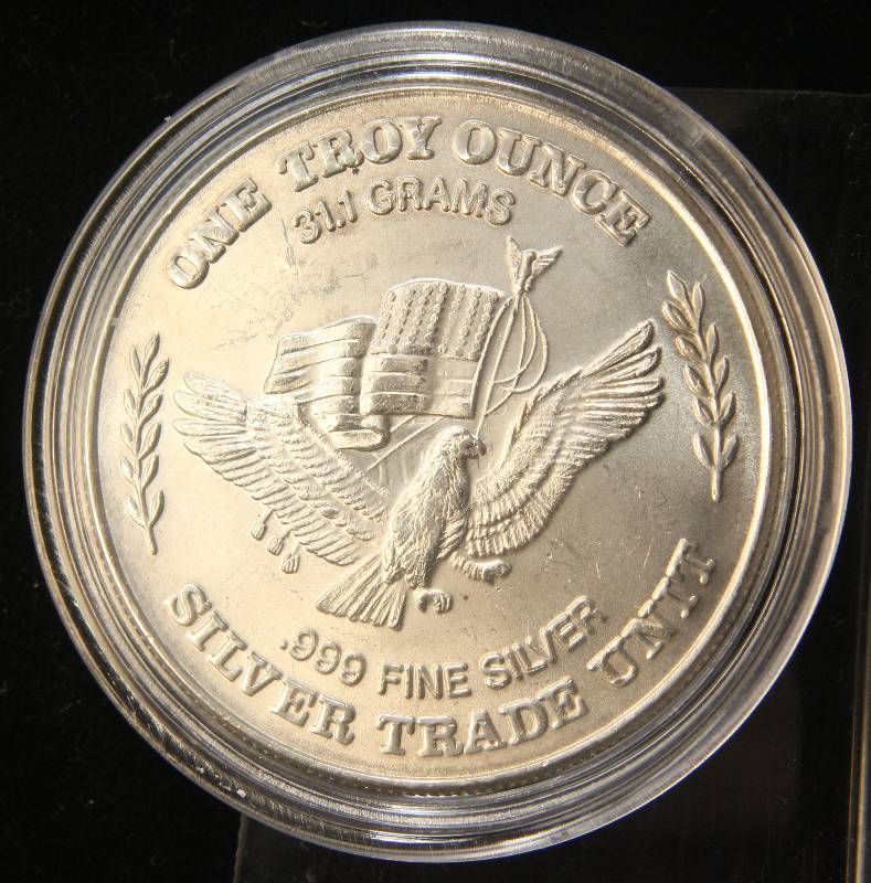 PRE AMERICAN SILVER EAGLE 1 TROY OZ. .999 FINE SILVER ROUND MINTED FROM STRATEGIC STOCKPILE OF SILVER STORED AT US ASSAY OFFICE SAN FRANCISCO 1981