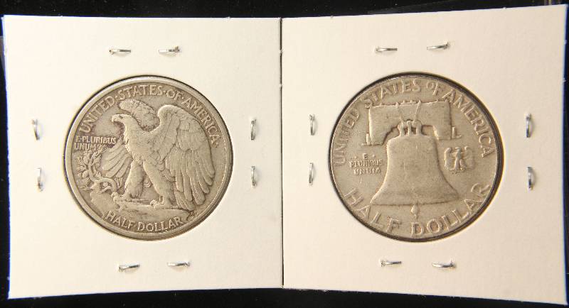 2 SILVER HALF DOLLARS 1942 WALKER & 1951 FRANKLIN