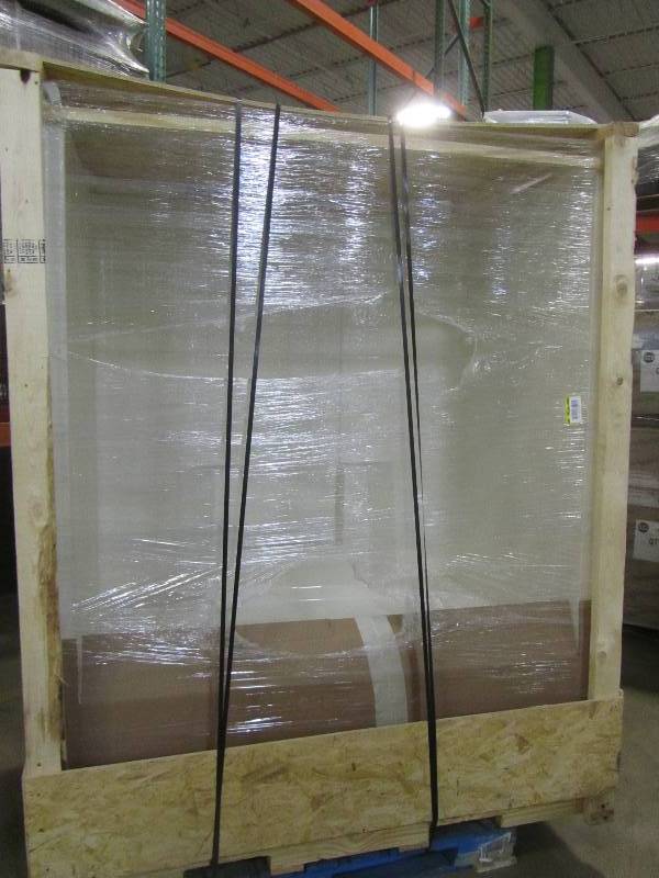 lot 2 image: Everyday Textured Tile 60 in. x 36 in. x 72 in. 1-Piece Bath and Shower Kit with Left Drain in Biscuit