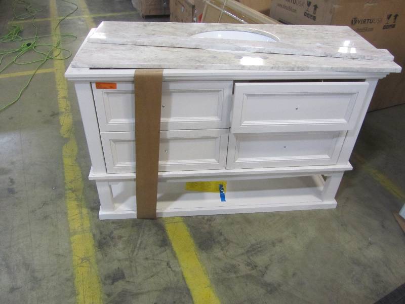 lot 22 image: Home Decorators Collection Teasian 48 in. Vanity in cream with top