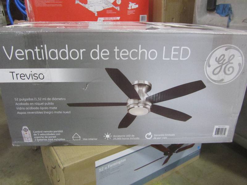 lot 44 image: GE Treviso 52 in. Brushed Nickel Indoor LED Ceiling Fan