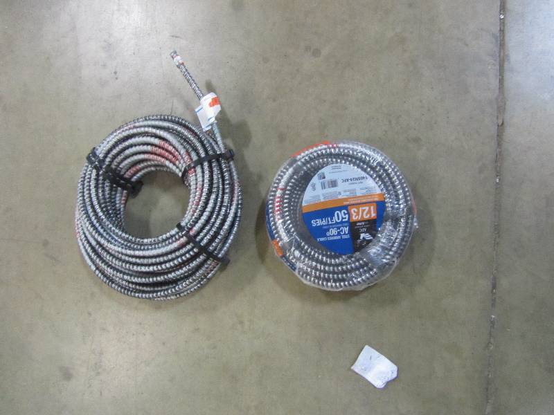lot 74 image: AFC Cable Systems 123 x 50 ft. BXAC-90 Armored Electrical Cable123 x 100 ft. BXAC-90 Armored Electrical Cable